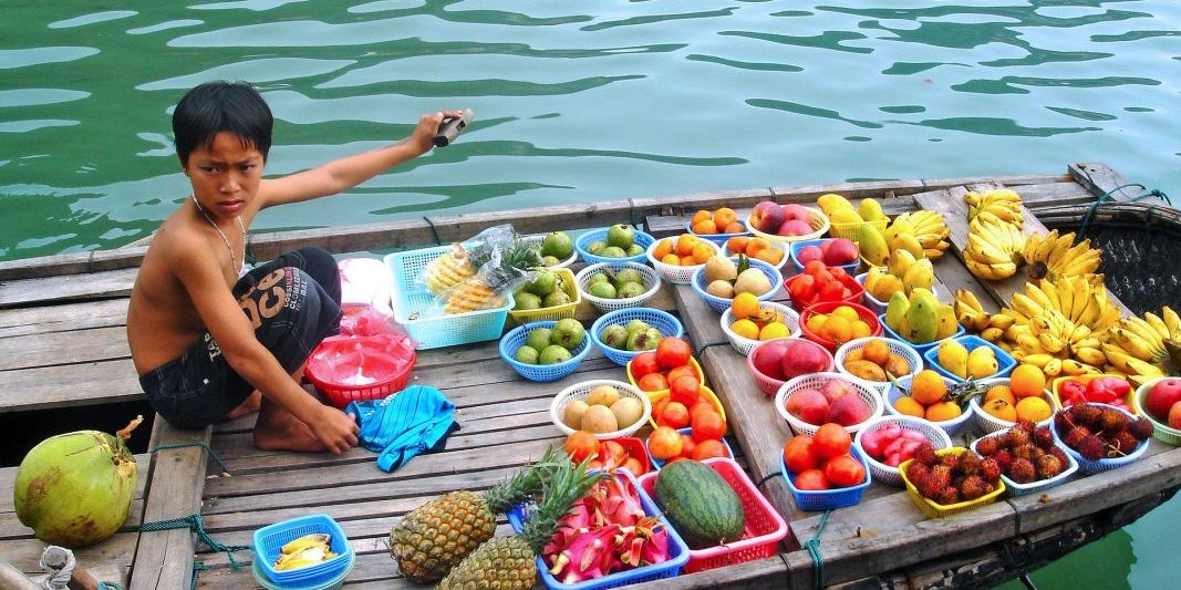 Floating Fruitseller, Halong Bay, Vietnam.