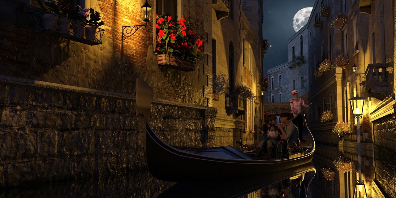 Midnight Romantic Gondola Ride, Venice, Italy