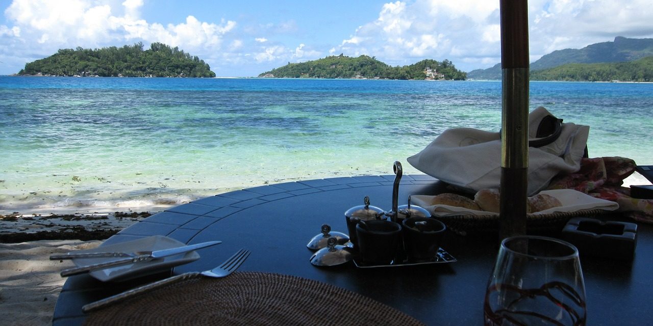 Breakfast on the beach,Seychelles