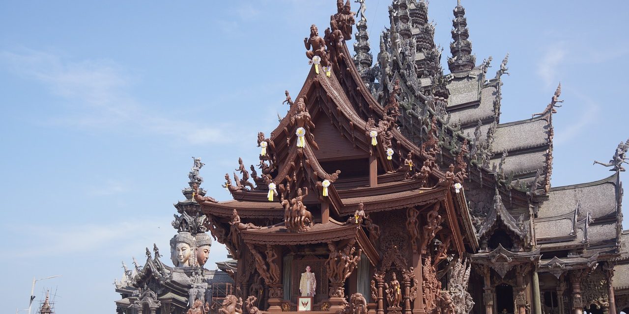 Sanctuary Of Truth Temple Wooden Shrine Pattaya, Thailand.